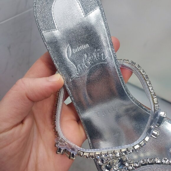 Christian Louboutin Silver Just Queen Crystal Bridal Wedding Heel Sandal - Picture 5 of 12